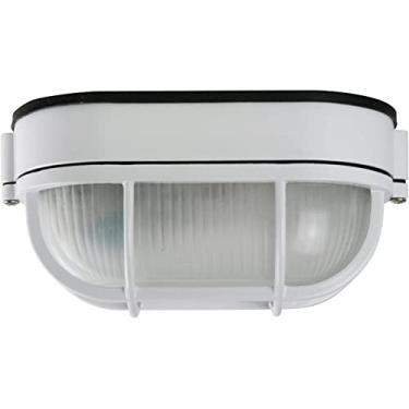Imagem de Sunlite ODI1030 Luminária oval para ambientes externos, acabamento branco com vidro fosco