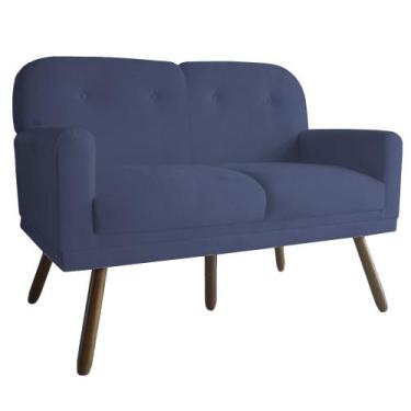 Imagem de Poltrona Namoradeira Decorativa Sofá Confort Azul Marinho - Mr Estofad
