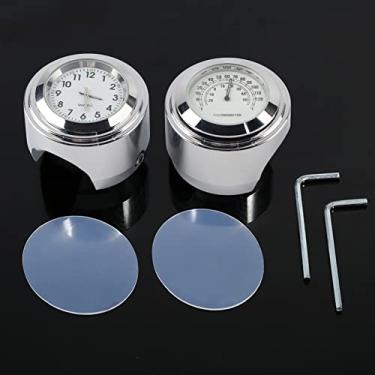 Imagem de Relógio com mostrador para motocicleta, termômetro, montagem no guiador, relógio para montagem no guiador, mostrador, relógio com termômetro branco