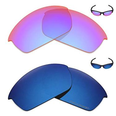 Imagem de Mryok+ 2 pares de lentes polarizadas de substituição para óculos de sol Oakley Flak Jacket – Rosa cobalto/azul pacífico