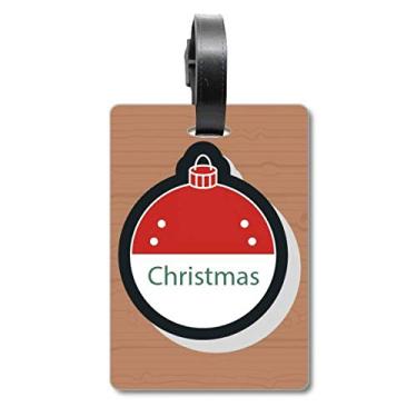 Imagem de Emblema de Natal com ícone de desenho animado de Natal e etiqueta para cartão de bagagem