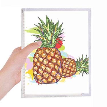 Imagem de Caderno de desenho de frutas, abacaxis, folhas soltas, diário recarregável, papelaria