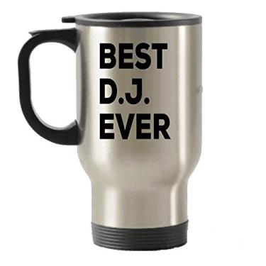 Imagem de SpreadPassion Caneca de viagem para DJ – Copos isolados para viagem – Presentes para DJ – Para homens e mulheres – Ideia de – Aniversário para uma mãe, pai, amante de DJ, rádio