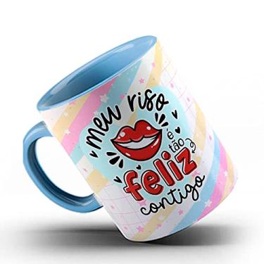 Imagem de Caneca Namorados meu riso é feliz contigo (Azul)
