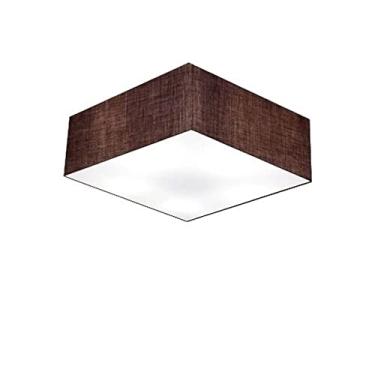Imagem de Plafon Painel Sobrepor Quadrado Cúpula Tecido 12/40x40, Vivare Iluminação, Plafon3050 LC, Café, Médio
