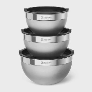 Imagem de Conjunto De Bowls Tigelas De Inox Com Tampa Plástica Eletrolux