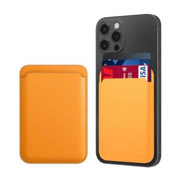 Imagem de Suporte de cartão|traseira do telefone| Porta Cartão MagSafe atualizada| suporte magnético forte, suporte magnético para telefone,destacável compatível com iPhone 12/13/14/15 Pro MAX (Amarelo)