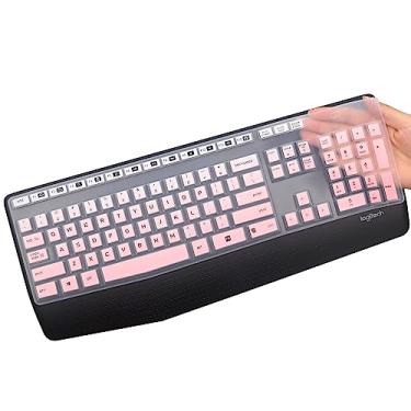 Imagem de Capa de teclado para teclado Logitech MK345 combo sem fio de tamanho completo, capa de teclado sem fio Logitech MK345 K345, acessórios ultrafinos, película protetora de silicone - Ombrepink