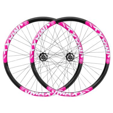 Imagem de Par de Roda Aro 26 Montada Com Raiamento completo Folha Dupla Freio a Disco com Cubos de Rosca/Roda-Livre,Preto Rosa