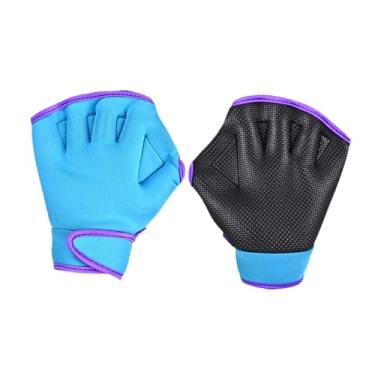 Imagem de Pegciuho 1 Par de Pás de Mão para Natação, Pás de Mão para Natação, Luvas de Natação para Natação de Volta, Auxílio para Treinamento de Nadadeiras de Mão para, Azul 18cmx19cm