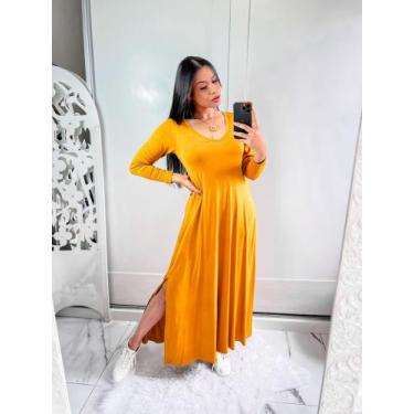 Imagem de Vestido longo manga longa - MALUKAKA, Amarelo, P