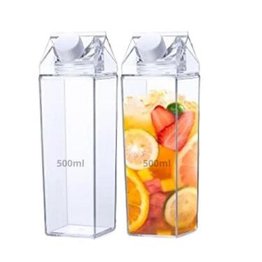 Imagem de Kit 2 Garrafa Acrilico Transparente Suco Agua Leite Cha 500m - Mixmerc