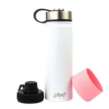 Imagem de Garrafa Térmica 650ml Branco/rosa 24h/12h Oba Térmic