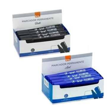 Imagem de Kit 2 Marcador Permanente 12 Unidades Ca400 Brw, Azul/Preto