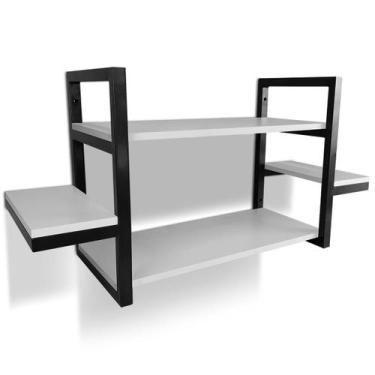 Imagem de Prateleira Dupla Cali Nicho De Parede Design Industrial Preta/Branca -