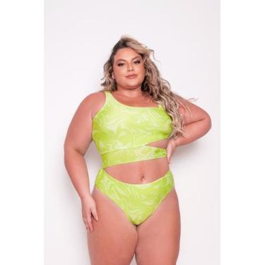 Imagem de Maiô plus size com  abertura lateral - It Curves, Verde, 52