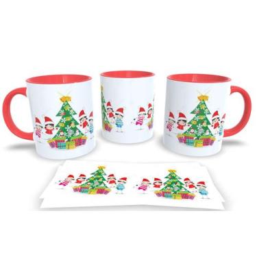 Imagem de Canecas Vermelha de Porcelana Personalizadas  Arvore de Natal - Estamp