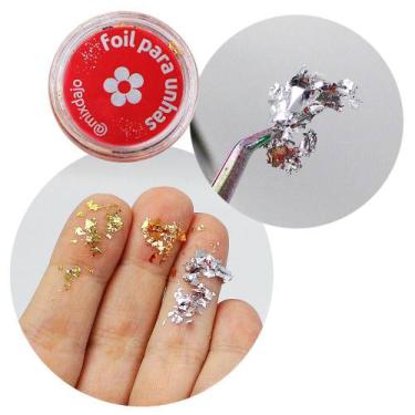 Imagem de Novo foil folhas de ouro 3 tons art nail unhas - prateado - MIX DA JO 