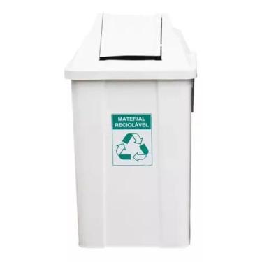 Imagem de Lixeira 100litros Tampa Basculante Cores Coleta Seletiva Jsn, Branco