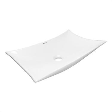 Imagem de Cuba Banheiro Lavabo Cerâmica Em Louça Branca Folha Sobrepor Tubrax