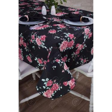 Imagem de Toalha de Mesa Retangular em Tecido Impermeável Acqua Linea Rosas Fund