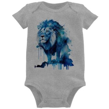 Imagem de Body Bebê Leão Azul - Foca na Moda, Cinza, GG