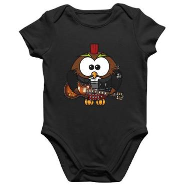 Imagem de Body Bebê Algodão Coruja Rock Guitarra - Foca na Moda, Preto, P