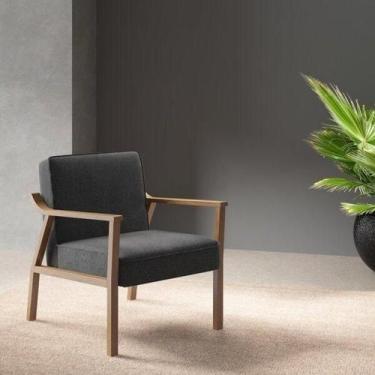 Imagem de Poltrona Antonia Estofada em Tecido Algodão- Nogueira/Cinza - Volttoni