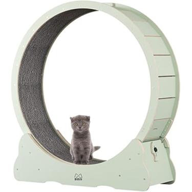 Imagem de Exercitador de roda para gatos internos, roda de corrida para gatos, roda de esteira para gatos com almofadas de aderência substituíveis, mecanismo de travamento, rolos silenciosos e silenciosos TPE,