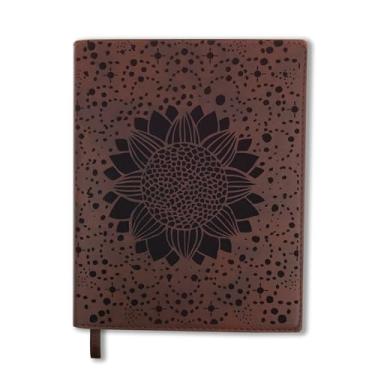 Imagem de Sunny Lark Diário de couro | Diário para mulheres | Diário de girassol | Diários para escrever | Diário de estética