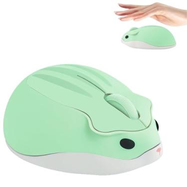Imagem de Mouse sem fio fofo em forma de hamster silencioso, clique silencioso, portátil, portátil, divertido, para viagem, óptico, 1200DPI USB, engraçado, sem fio, para PC, laptop, notebook, MacBook, crianças,