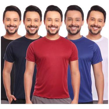 Imagem de Kit 5 Camisas Básicas Masculina Dry Fit Lisa Tradicional - MC Digital,