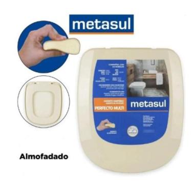 Imagem de Assento Tampa Vaso Almofadado Retangular Metasul, Biscuit