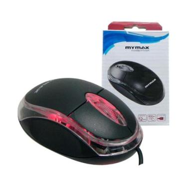 Imagem de Mouse Neon Mymax USB com LED Vermelho  800 DPI, Preto