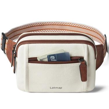 Imagem de Bolsa de Cintura Fanny Pack LATMAP 3L Bege - Com Zíper Triplo