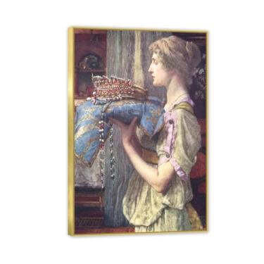 Imagem de MOBYAT Moldura dourada A Crown por Lawrence Alma Tadema Prints, reprodução de pintura a óleo, impressão giclée em tela, arte de parede pronta para pendurar para decoração de quarto de casa. 30 x 20 cm