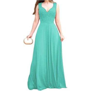 Imagem de Vestido De Festa Longo Para Madrinha Com Renda No Busto - Casual Dress
