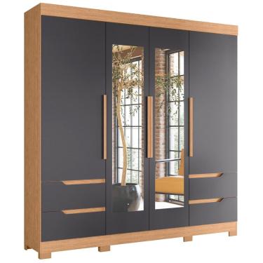 Imagem de Guarda Roupa Casal Vivacce 4 Portas e 4 Gavetas com Espelho - Móveis Albatroz Freijó/Titanium