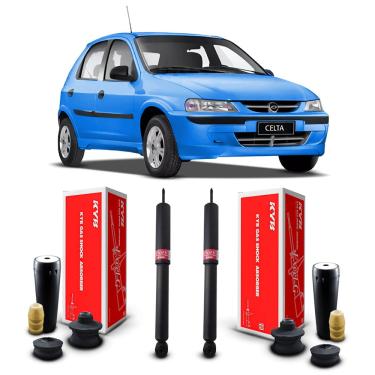 Imagem de Par Kit Amortecedor Kayaba Coxim Traseiro Suspensão Traseira Chevrolet Celta 2000 2001 2002 2003 2004 2005 2006
