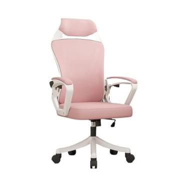 Imagem de Cadeira de Escritório Cadeira ergonômica com proteção lombar, cadeira de escritório em casa, confortável, encosto alto, quarto, cadeira de jogos, rolagem, giratória, escritório Cadeira Gamer(Pink)