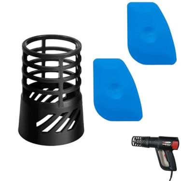 Imagem de TorSor Suporte de protetor de bocal quente para pistola de calor com 2 pequenos raspadores de vinil, capa protetora resistente ao calor, capa protetora para pistola de calor, kits de bicos de ar