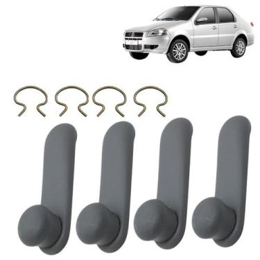 Imagem de Kit 4 Manivelas do Vidro Fiat Siena 2008-2016 Cinza - Felux