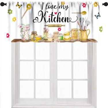 Imagem de Cortinas de sanefa de cozinha rústica para janela, garfo e colher rústica tema de cozinha retrô tábua de madeira campo quarto sala de estar tratamento cortinas 1 peça, 137 x 45 cm