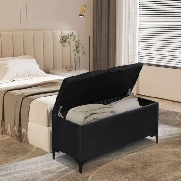 Imagem de Puff Baú Londres Pé de Ferro Organizador p/ Roupas Sapatos 