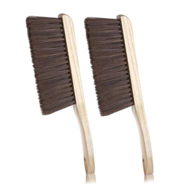 Imagem de Rbenxia 2 peças de escovas de banco com cabo de madeira, escovas de pelo de cavalo, cerdas macias, escovas de limpeza doméstica para lareira, sofá, móveis, oficina de marcenaria (marrom)