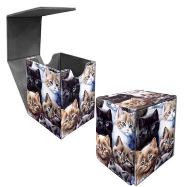 Imagem de DIGTIALL Card Deck Box Trading Cards with Strong Magnet Cute Cat Theme Commander Storage Magic Premium Card Case for TCG CCG Magic Cards