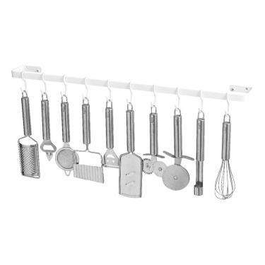Imagem de Porta Utensílios e Talheres de Parede 60cm 10 Ganchos Branco
