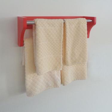 Imagem de Toalheiro Duplo Suporte Cabideiro Porta Toalhas De Parede Acessório Para Banheiro Vermelho Laca