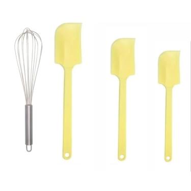 Imagem de Kit com Batedores Fouet em Aço Inoxidável e Espátulas de Silicone para Raspar, Misturar e Cozinhar – Utensílios Práticos, Resistentes e Ideais para o Dia a Dia na Cozinha