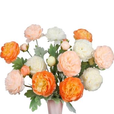 Imagem de FAICOIA 6 peças de flores artificiais de seda peônia rosa haste única peônia flores artificiais buquê de peônia sintética arranjos florais pacote de flores falsas a granel para mesa centro de mesa